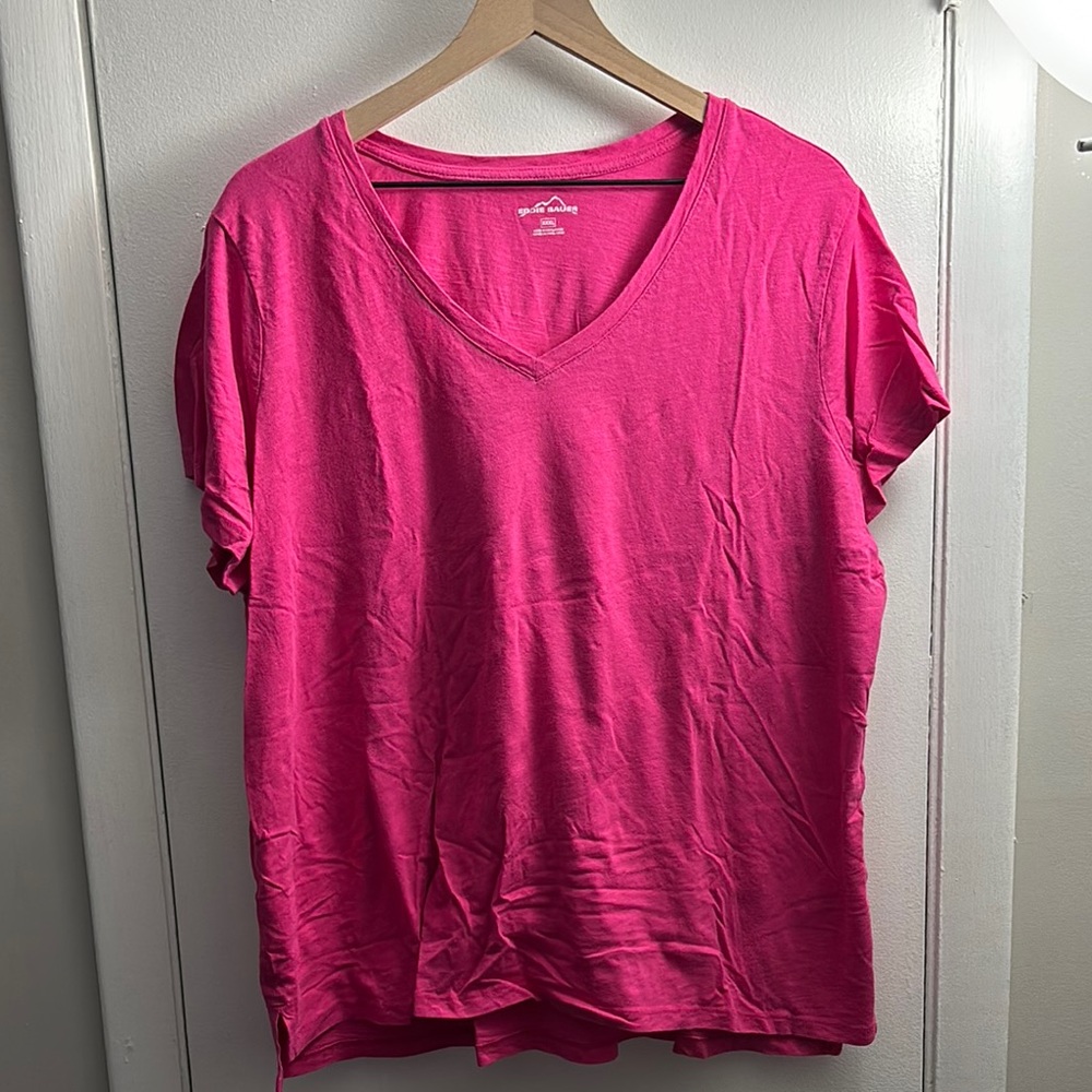 Women's Pink V-Neck Top
